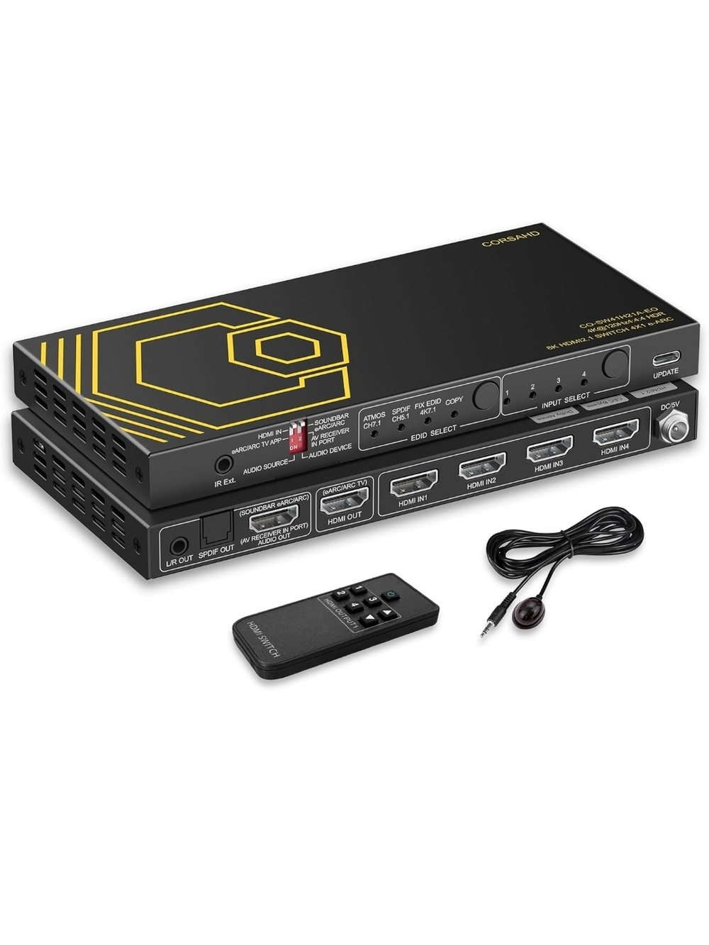 8K HDMI 2.1 Switch 4x1 eARC Audio Extractor 4K 120Hz 48Gbps PS5 Xbox